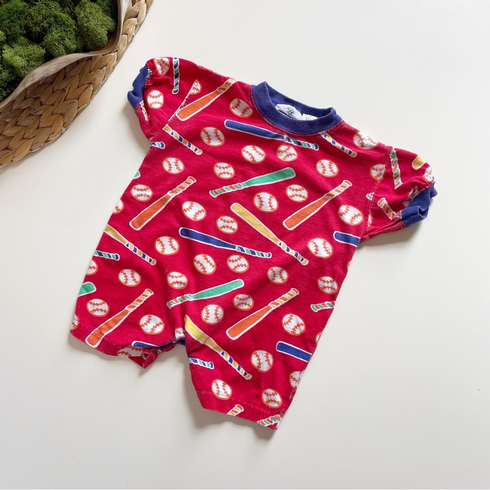 Vintage Loit Loy Loit Baseball Romper | 12-18m